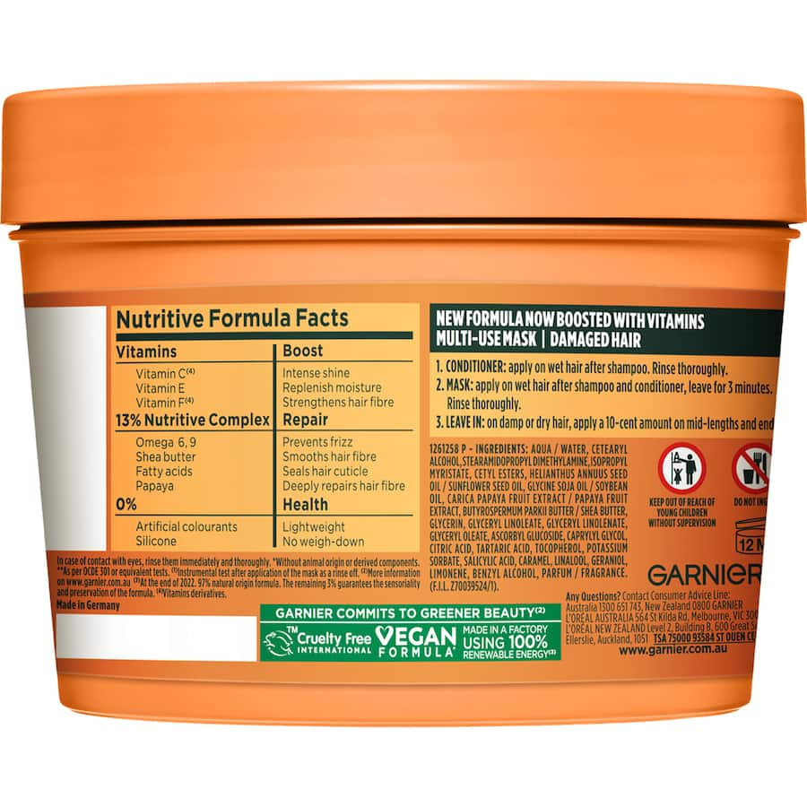 Garnier Fructis Hair Mask Papaya Hair Food 390mL