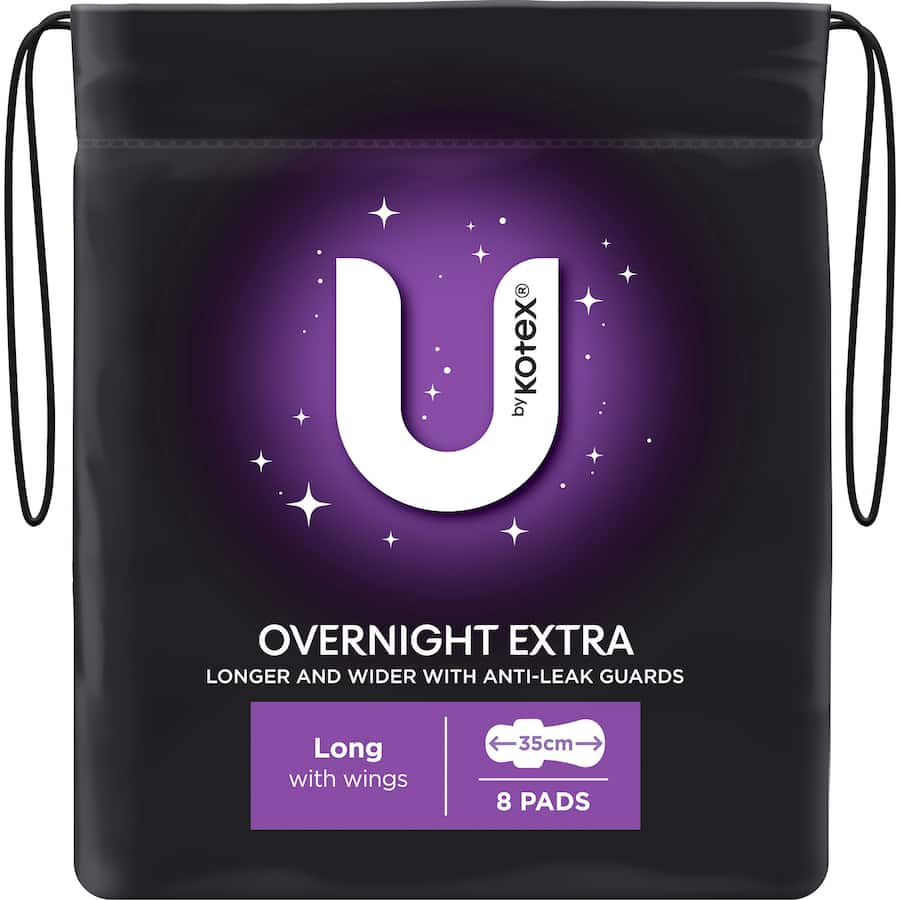 U By Kotex Pads Overnight Wings Long 8pack