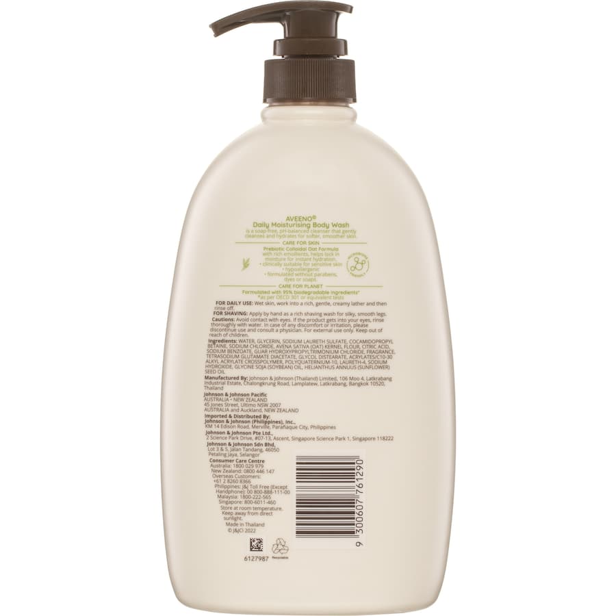 Aveeno Body Wash Daily Moisturising Pump 1L