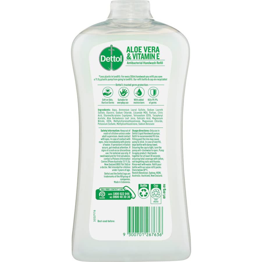Dettol Liquid Hand Wash Aloe Vera & Vitamin E Refill 950mL