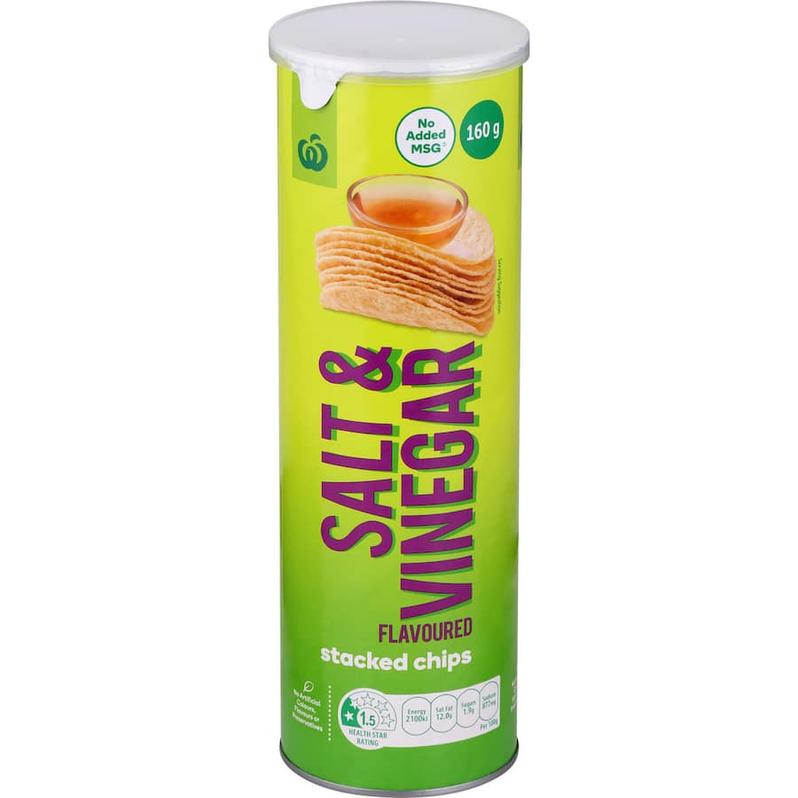 Woolworths Chips Salt & Vinegar Tube 160g