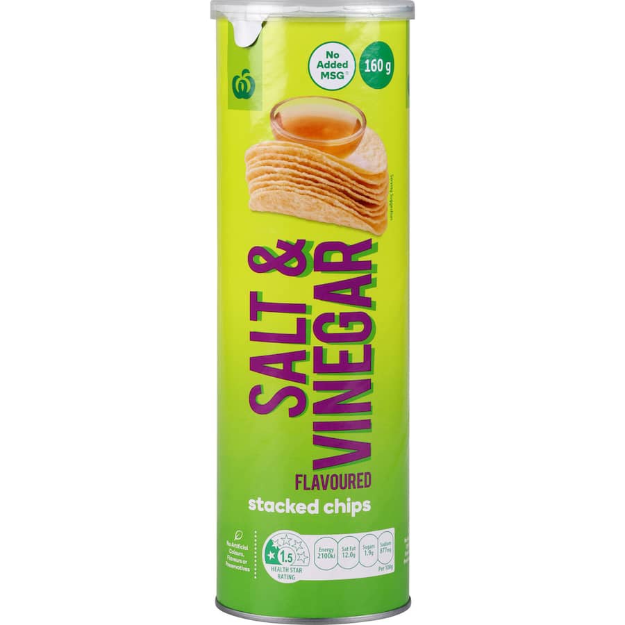 Woolworths Chips Salt & Vinegar Tube 160g