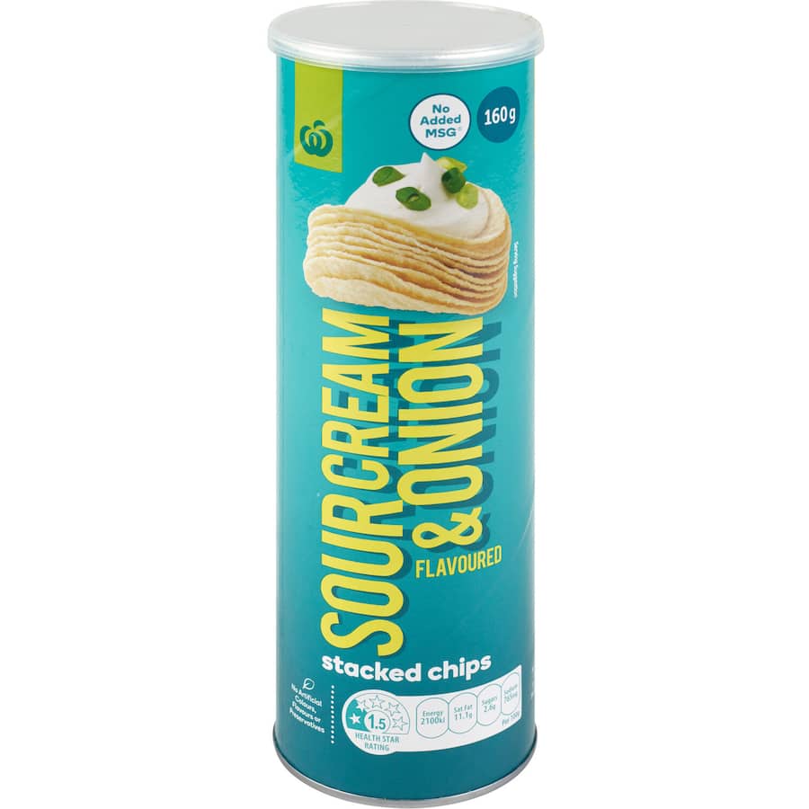 Woolworths Chips Sour Cream & Onion Tube 160g