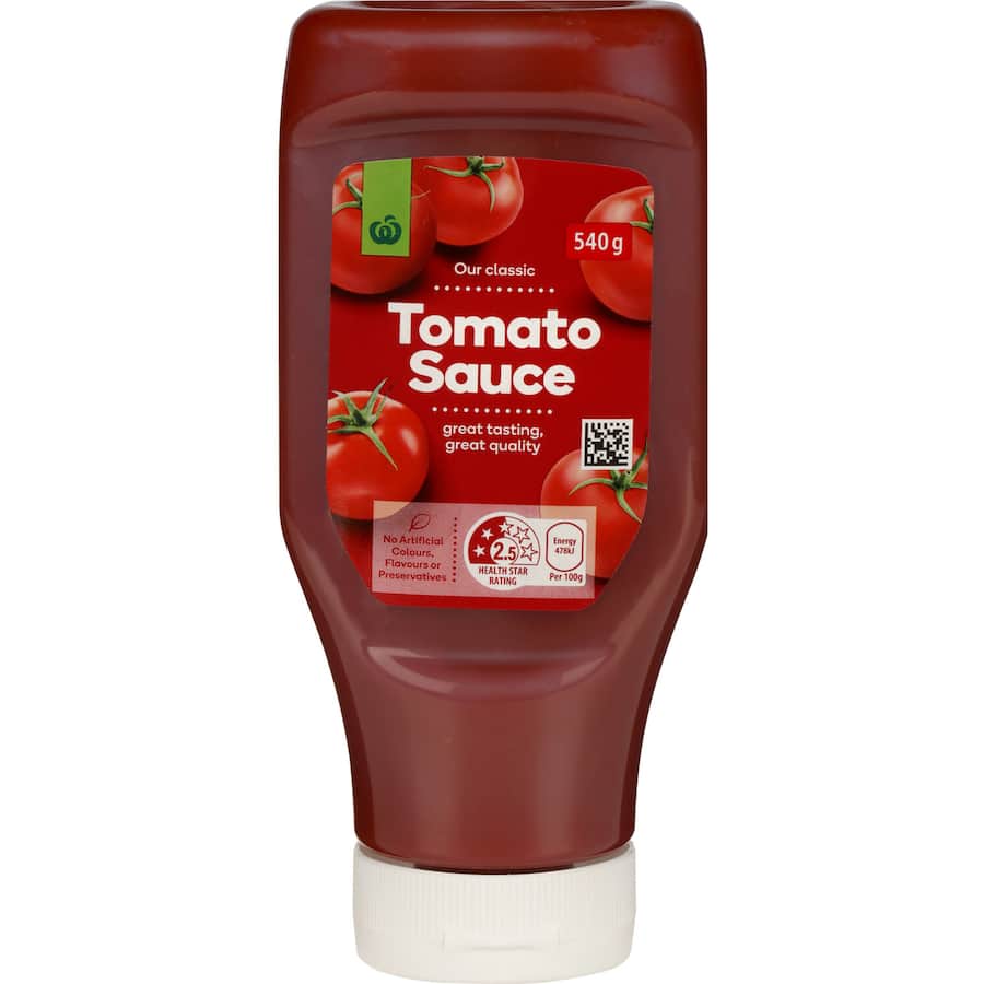 Woolworths Tomato Sauce Squeeze bottle 540g