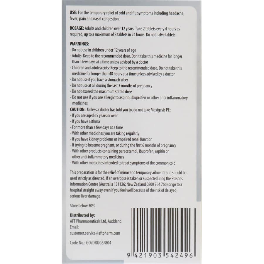 Maxigesic Cold, Flu & Sinus Remedy Pe 20pack