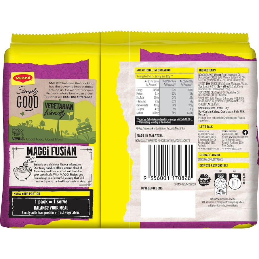 Maggi Instant Noodles Mi Goreng Hot & Spicy 5 pack 365g