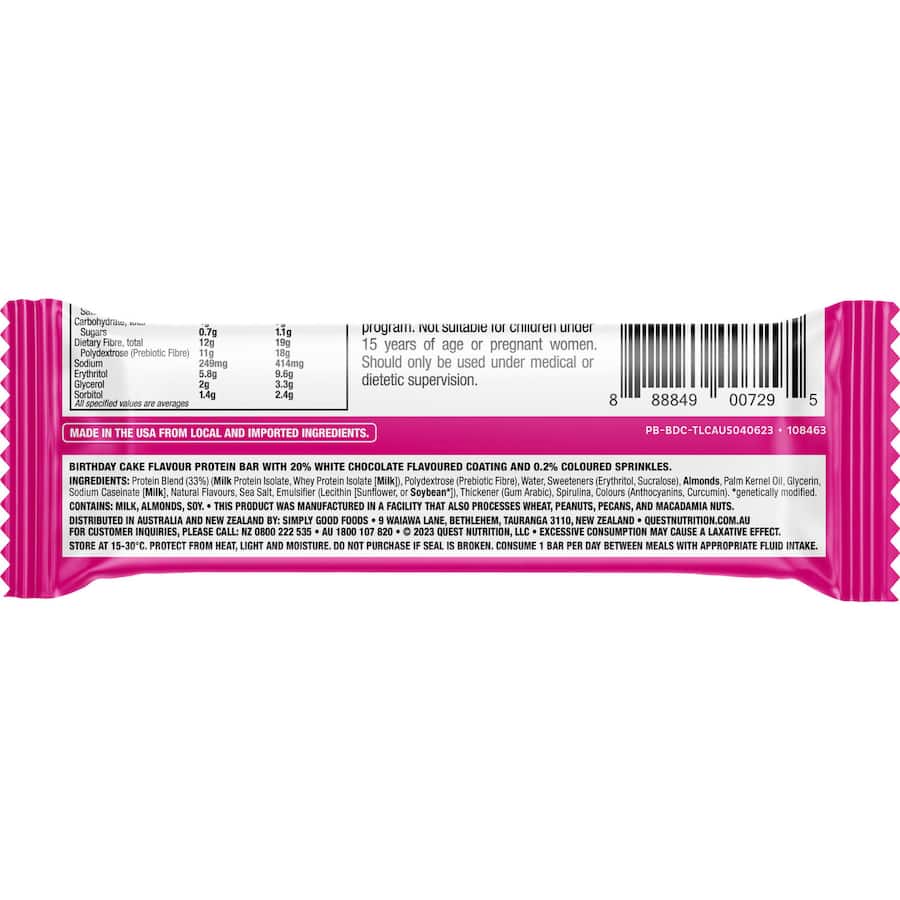Quest Bar Protein Bar Birthday Cake 60g