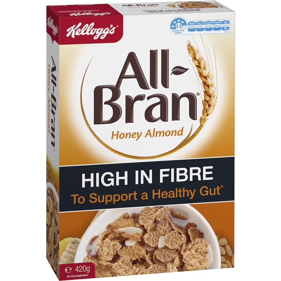Kellogg's All Bran Cereal High In Fibre Honey Almond 420g