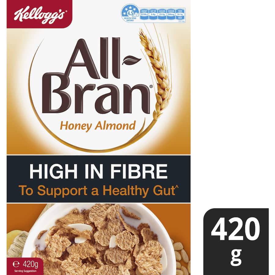 Kellogg's All Bran Cereal High In Fibre Honey Almond 420g
