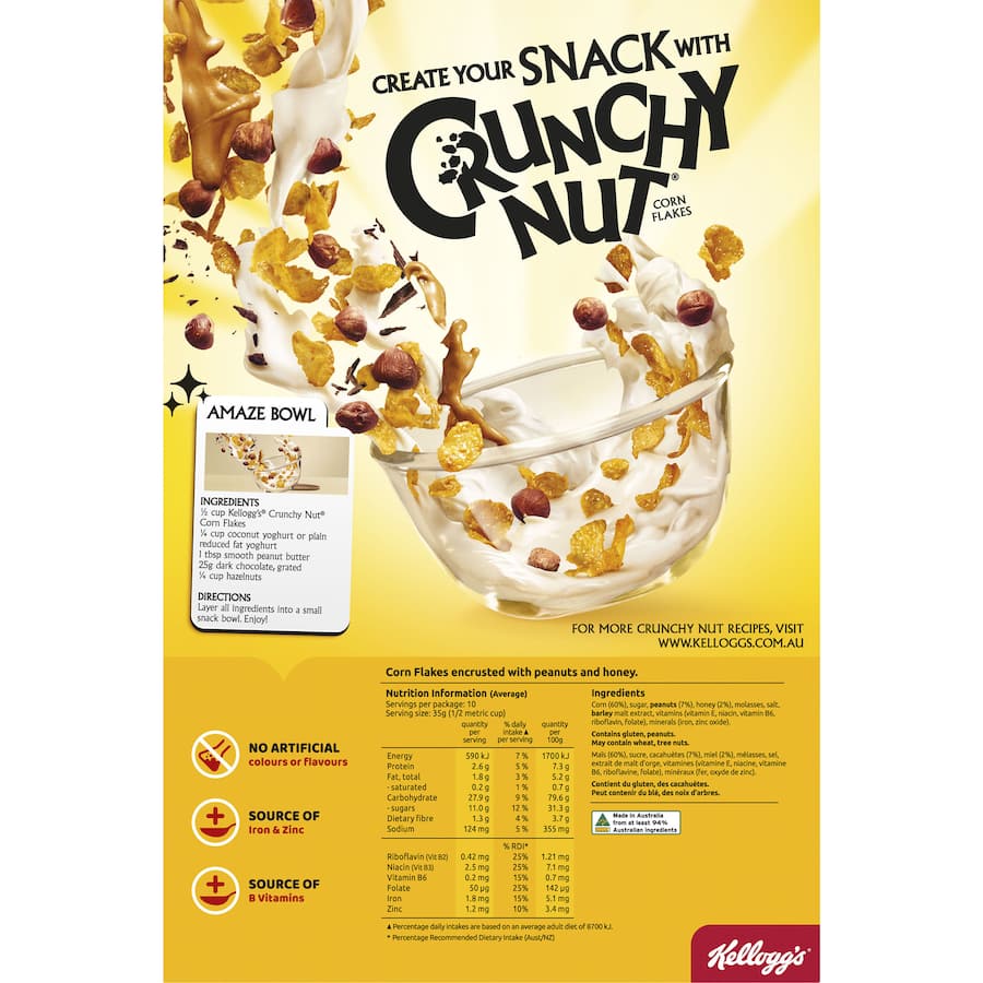 Kellogg's Crunchy Nut Cereal Cornflakes 380g