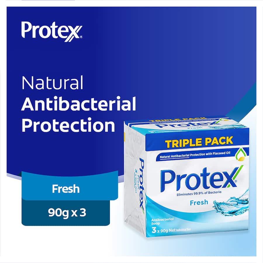 Protex Antibacterial Bar Soap Fresh Value Pack 90g bars 3pack x 90g