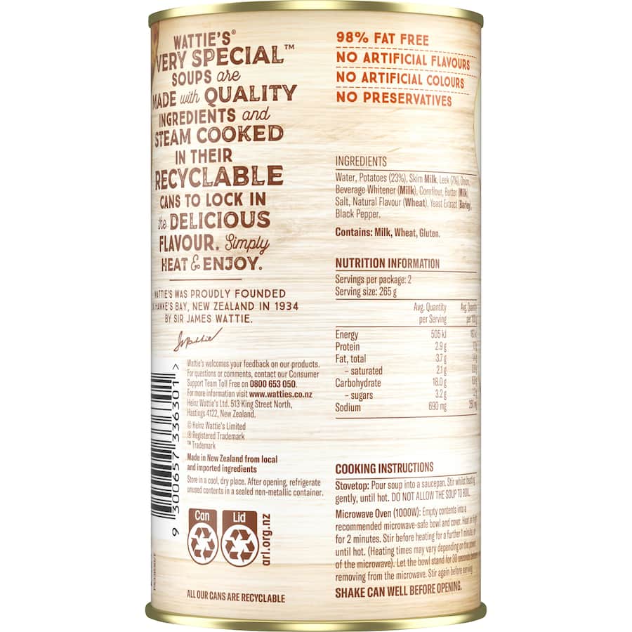 Wattie's Very Special Soup Potato & Leek Canned 535g