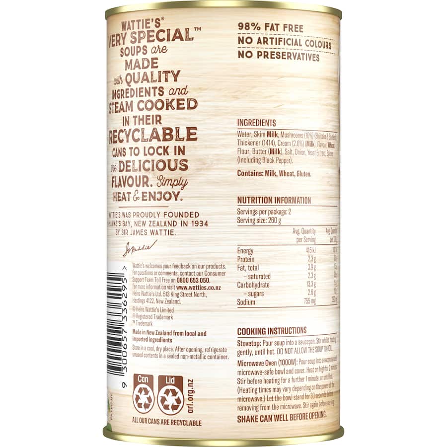 Wattie's Very Special Soup Creamy Mushroom Canned 520g