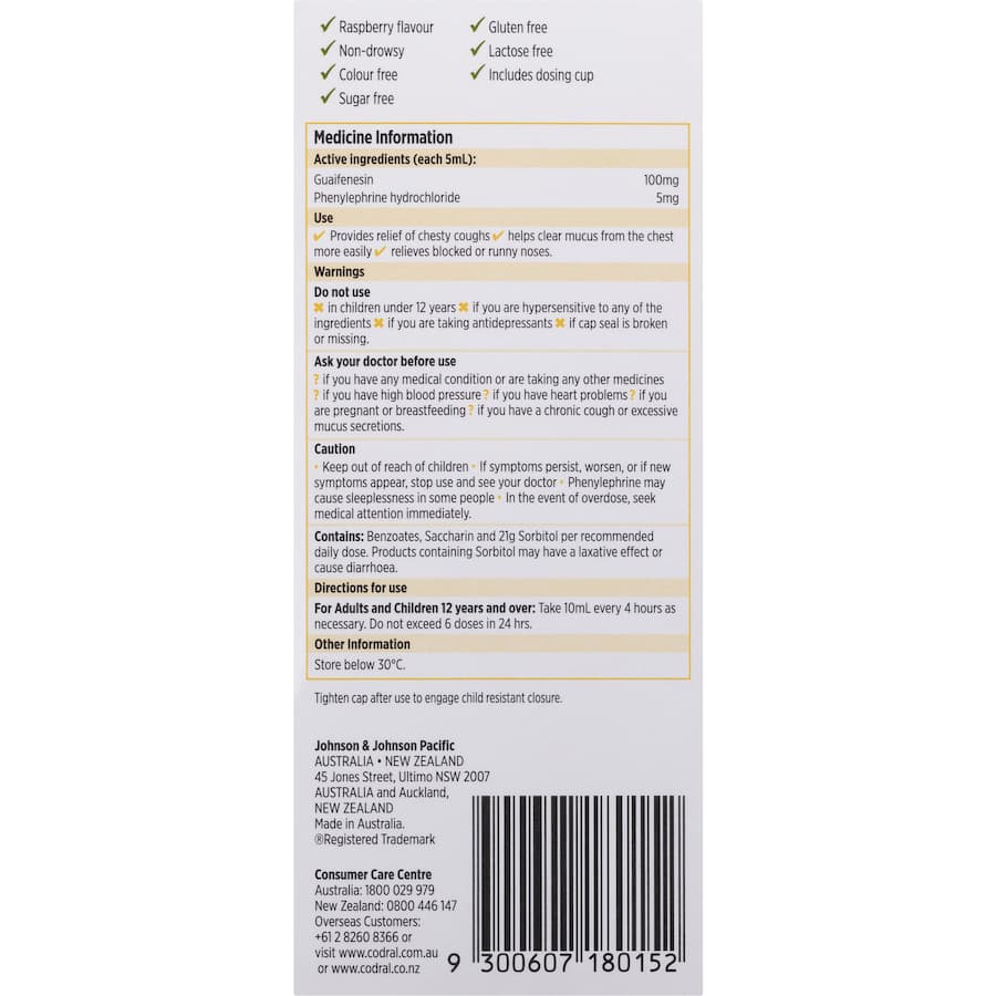 Codral Relief Cold Remedy Cough & Cold Mucus Relief 200mL