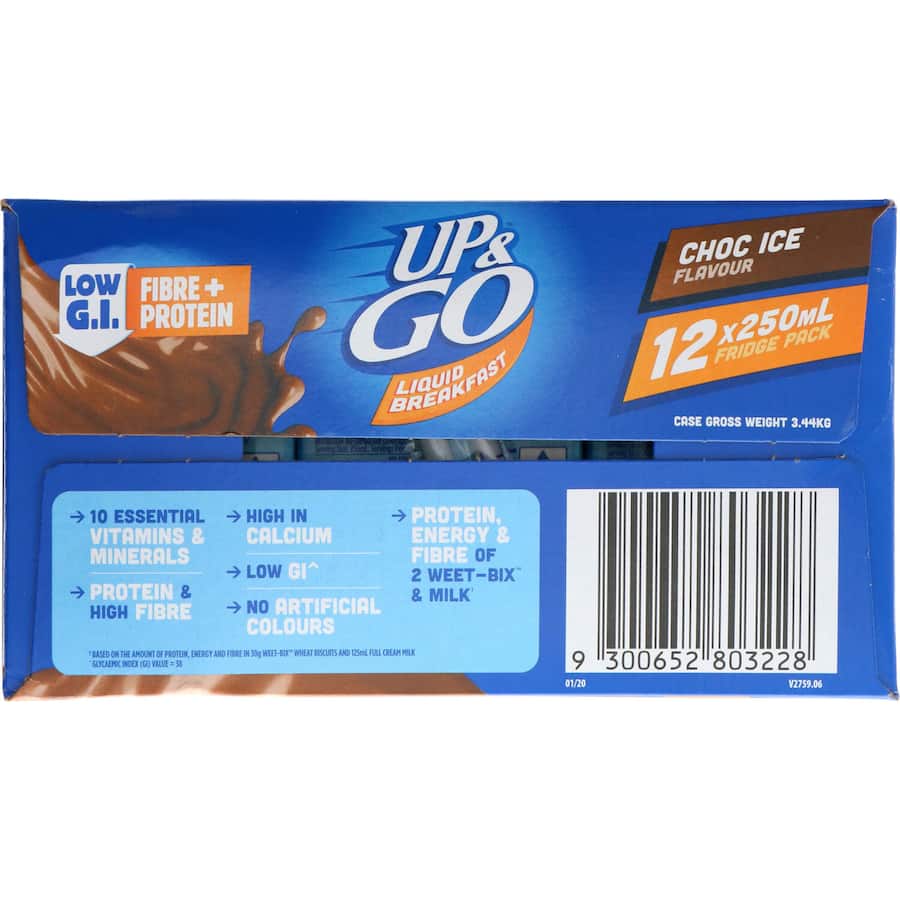 Sanitarium Up & Go Liquid Breakfast Chocolate Fridge Pk 12pk 250mL