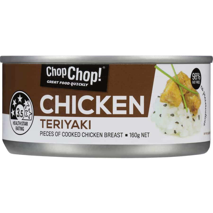 Chop Chop Canned Chicken Teriyaki 98% Fat Free Tear tab can 160g