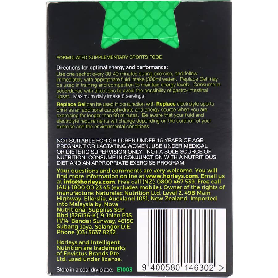 Horleys Replace Gel Nutrition Formula Lemon Lime 38g 5pack