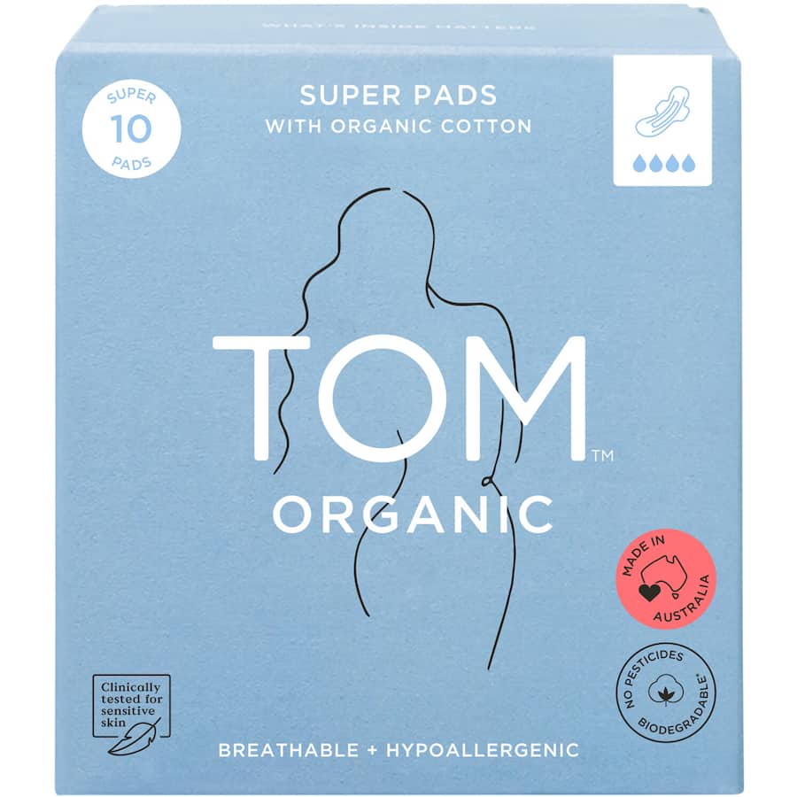 Tom Organic Super Pads Ultra Thin With Wings 10pack