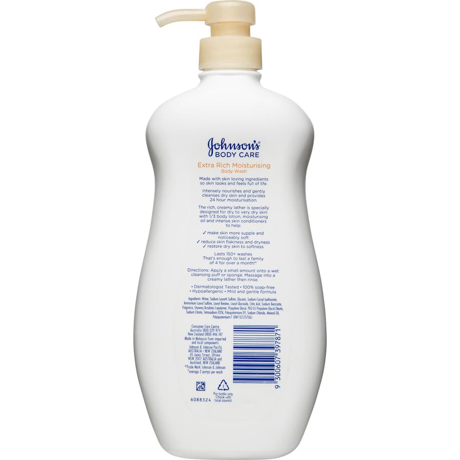 Johnsons Body Wash Extra Rich Pump 1L