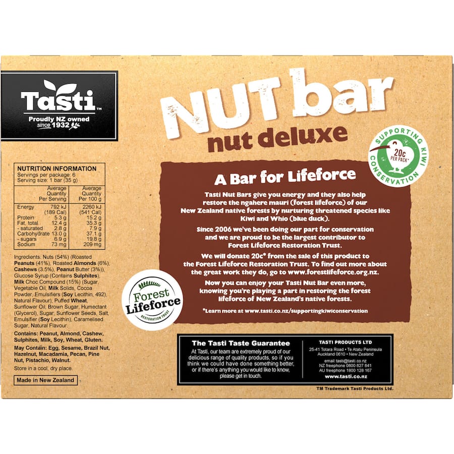 Tasti Nut Bars Deluxe 6pk 210g