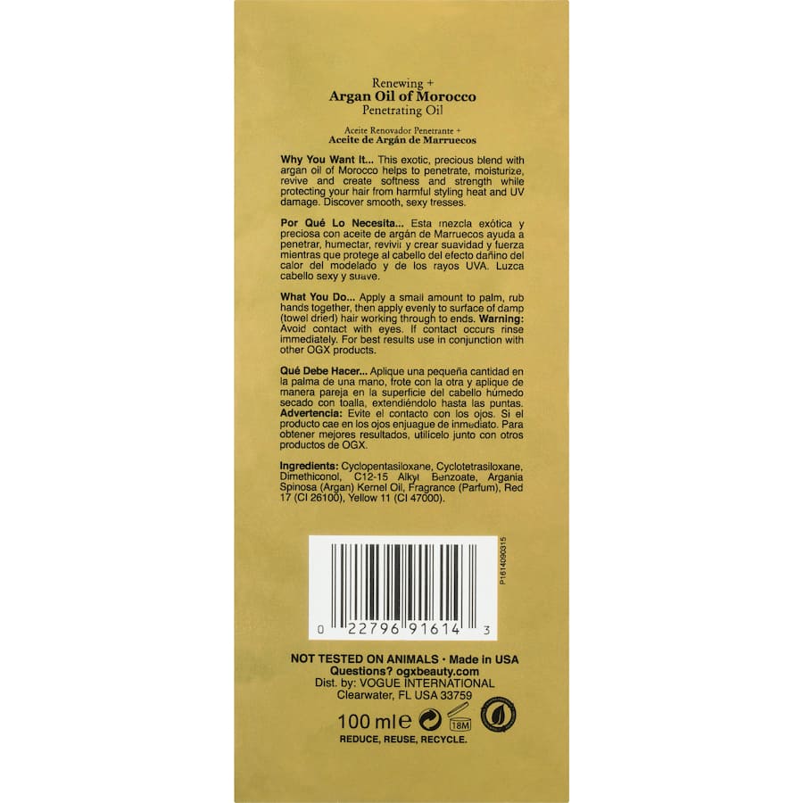Ogx Moroccan Argan Oil Hair Treatment Penetrating 100mL