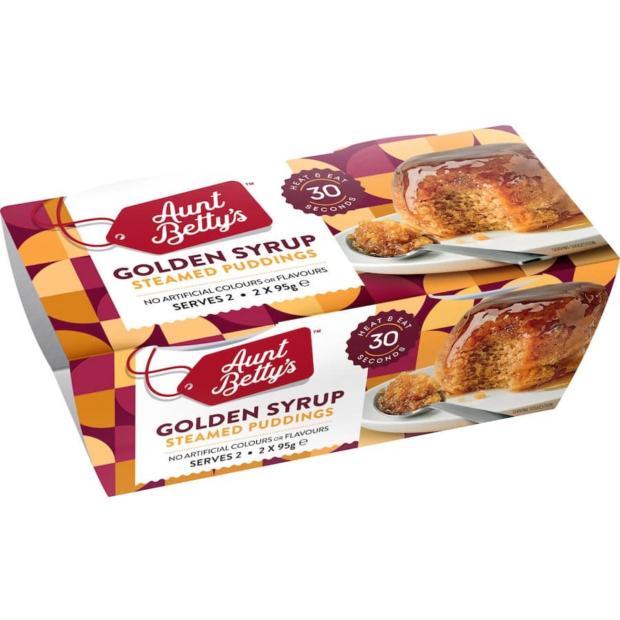 Aunt Bettys Steamed Pudding Golden Syrup 190g 95g pottles 2pack