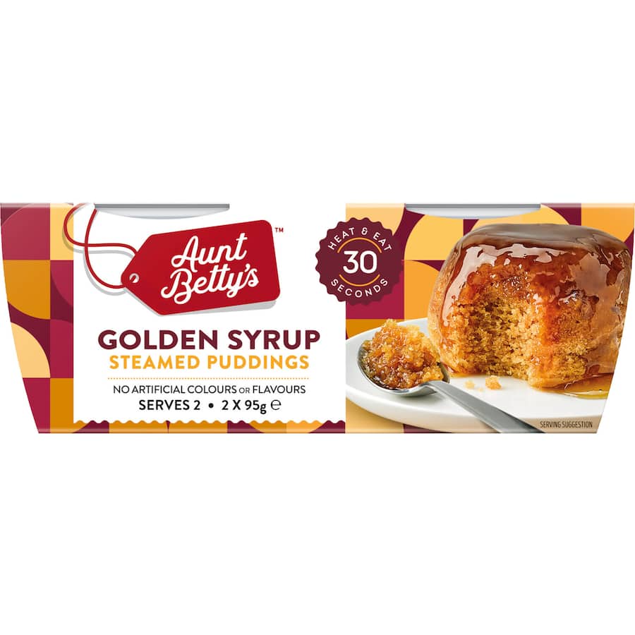 Aunt Bettys Steamed Pudding Golden Syrup 190g 95g pottles 2pack