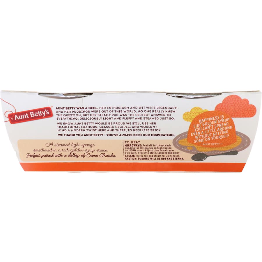 Aunt Bettys Steamed Pudding Golden Syrup 190g 95g pottles 2pack