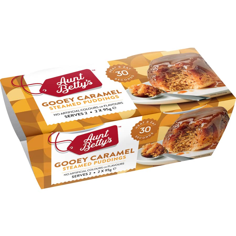 Aunt Bettys Steamed Pudding Gooey Caramel 190g 95g pottles 2pack