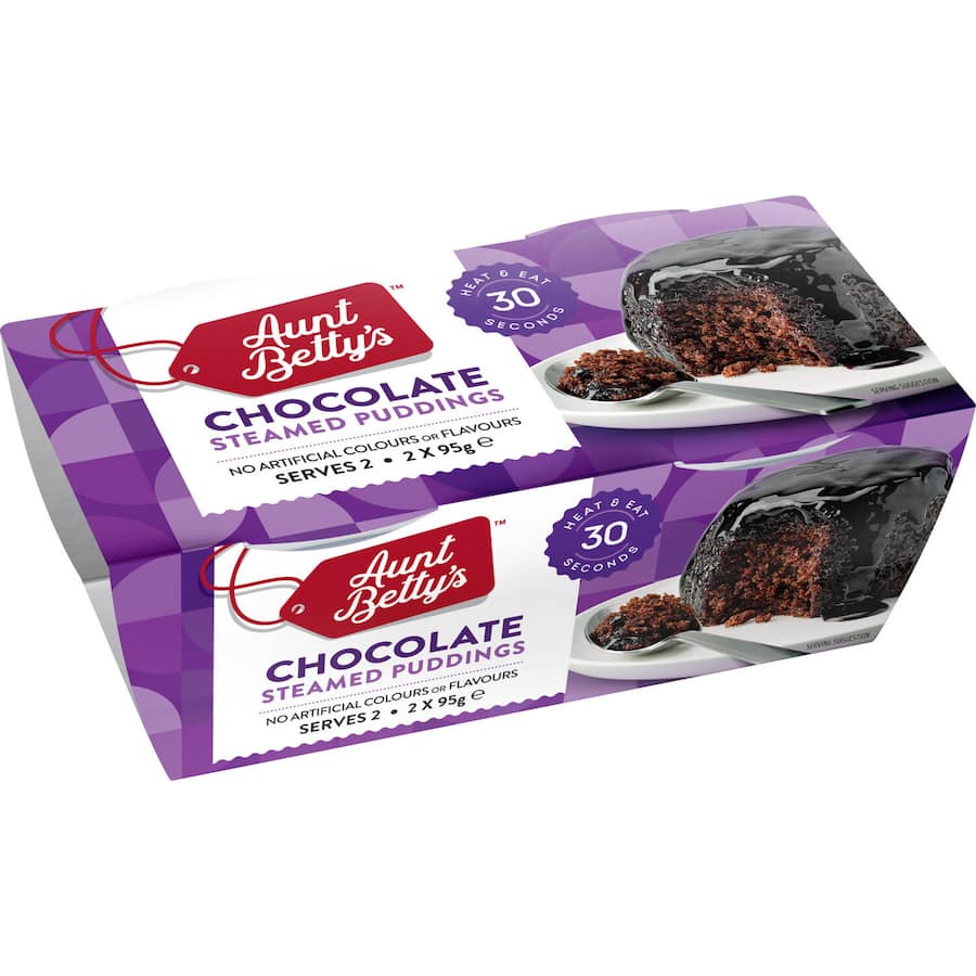 Aunt Bettys Steamed Pudding Chocolate 190g 95g pottles 2pack