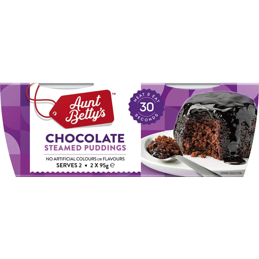 Aunt Bettys Steamed Pudding Chocolate 190g 95g pottles 2pack