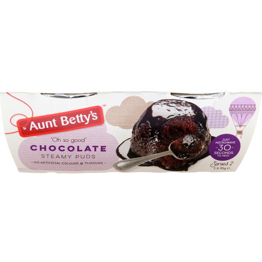 Aunt Bettys Steamed Pudding Chocolate 190g 95g pottles 2pack