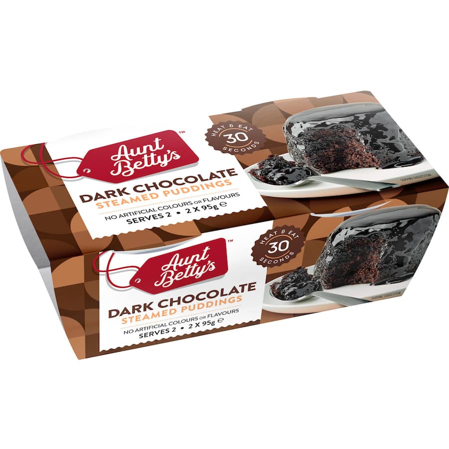 Aunt Bettys Steamed Pudding Dark Choc 190g 95g pottles 2pack