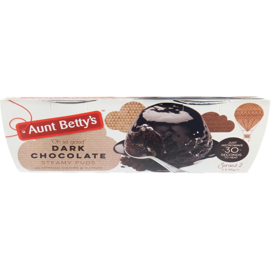 Aunt Bettys Steamed Pudding Dark Choc 190g 95g pottles 2pack