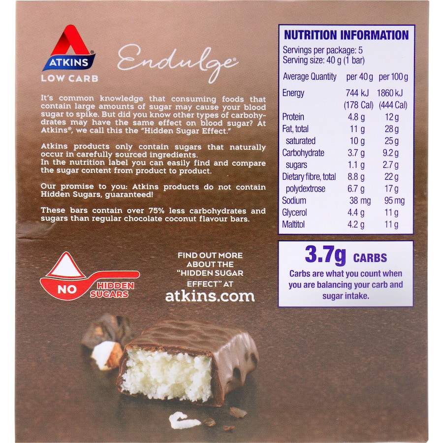 Atkins Endulge Nutrition Bar Chocolate Coconut 5pack