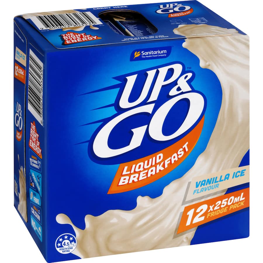 Sanitarium Up & Go Liquid Breakfast Vanilla Ice Fridge Pack 12pk 250mL