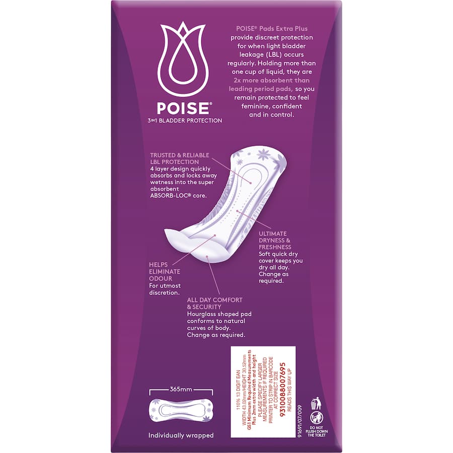 Poise Womens Continence Pads Extra Plus 10pack