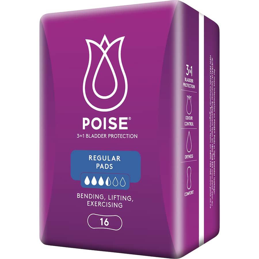 Poise Womens Continence Pads Regular 16pack