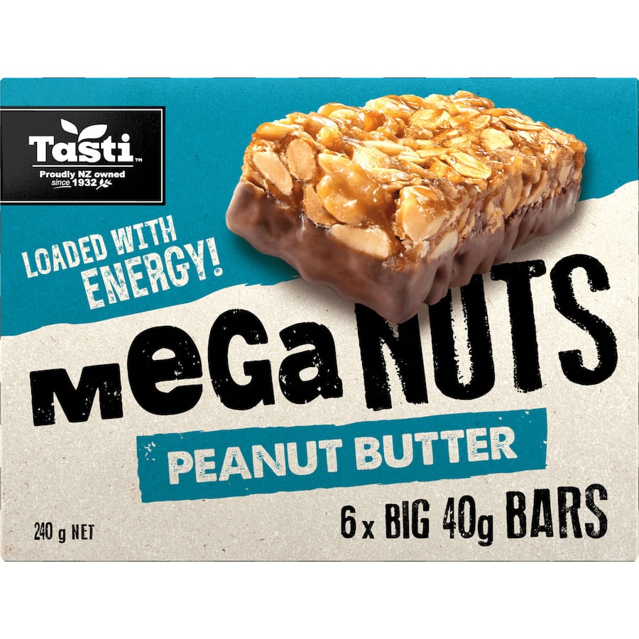 Tasti Mega Nuts Nut Bars Peanut Butter 6pk 240g