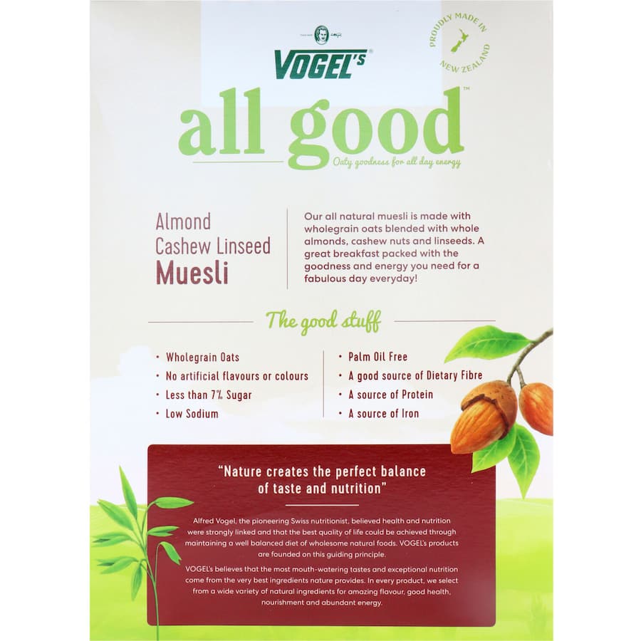 Vogels All Good Muesli Almond, Cashew & Linseed 500g