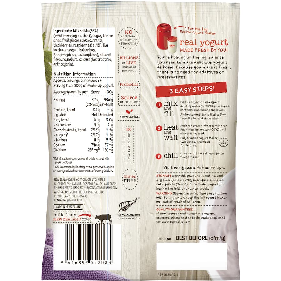 Easiyo Yoghurt Base Mixed Berry N Bits Sachet 240g