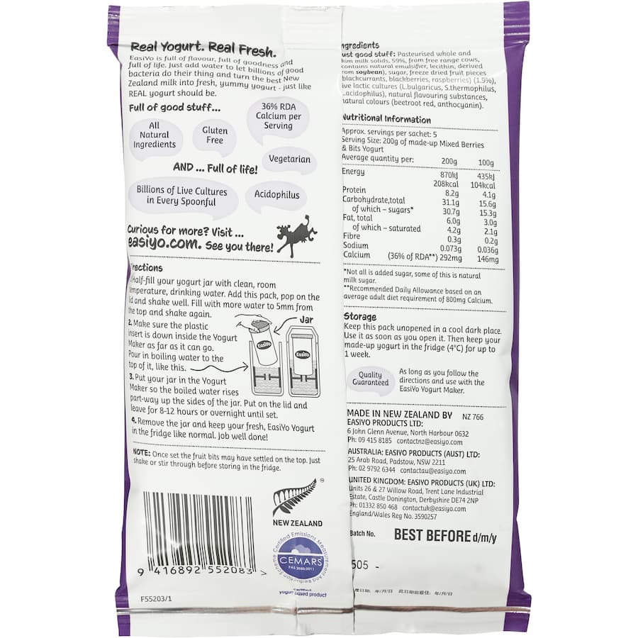 Easiyo Yoghurt Base Mixed Berry N Bits Sachet 240g