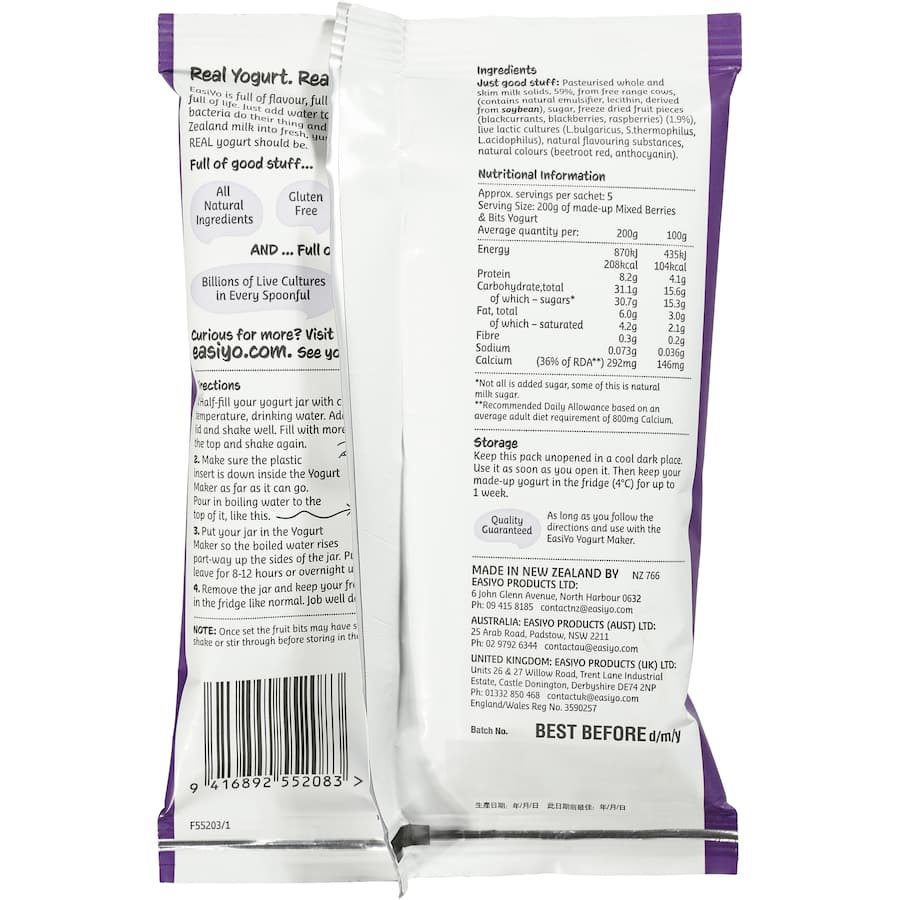 Easiyo Yoghurt Base Mixed Berry N Bits Sachet 240g