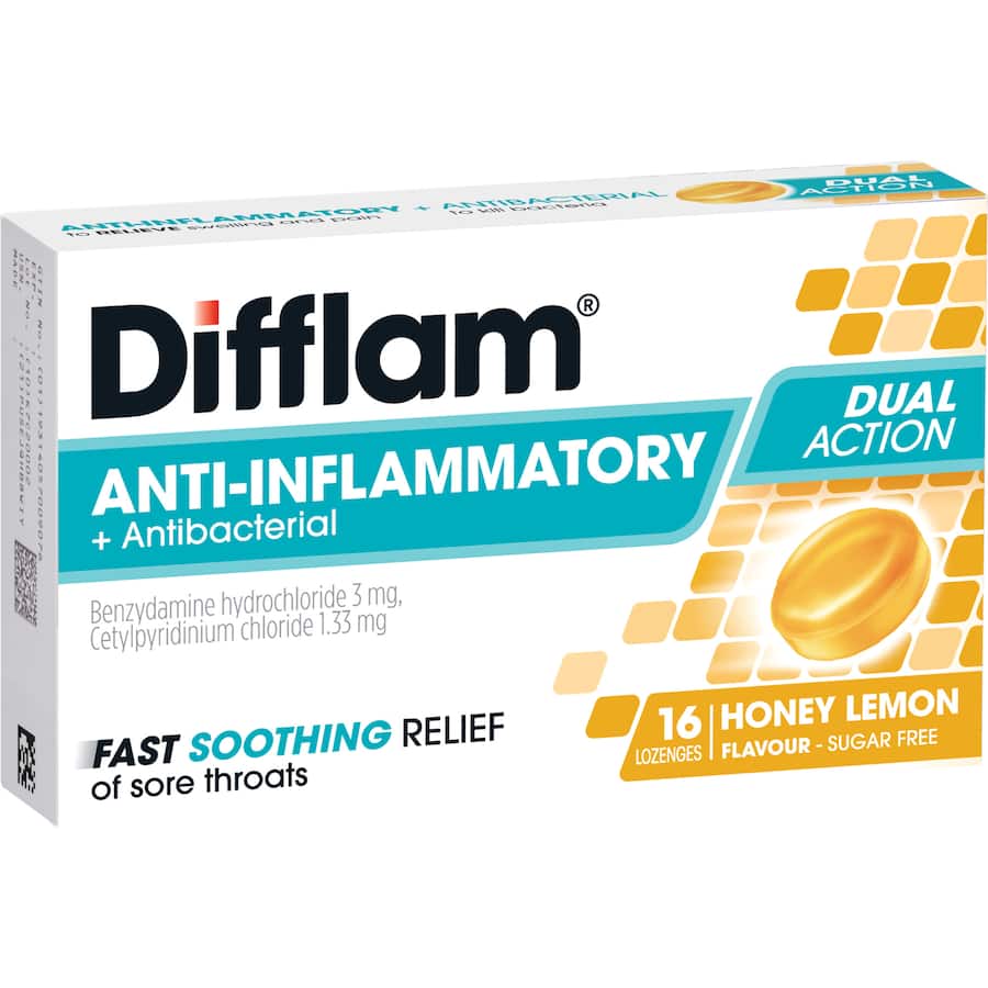 Difflam Anti-inflammatory Sore Throat Honey Lemon Lozenges 16pack