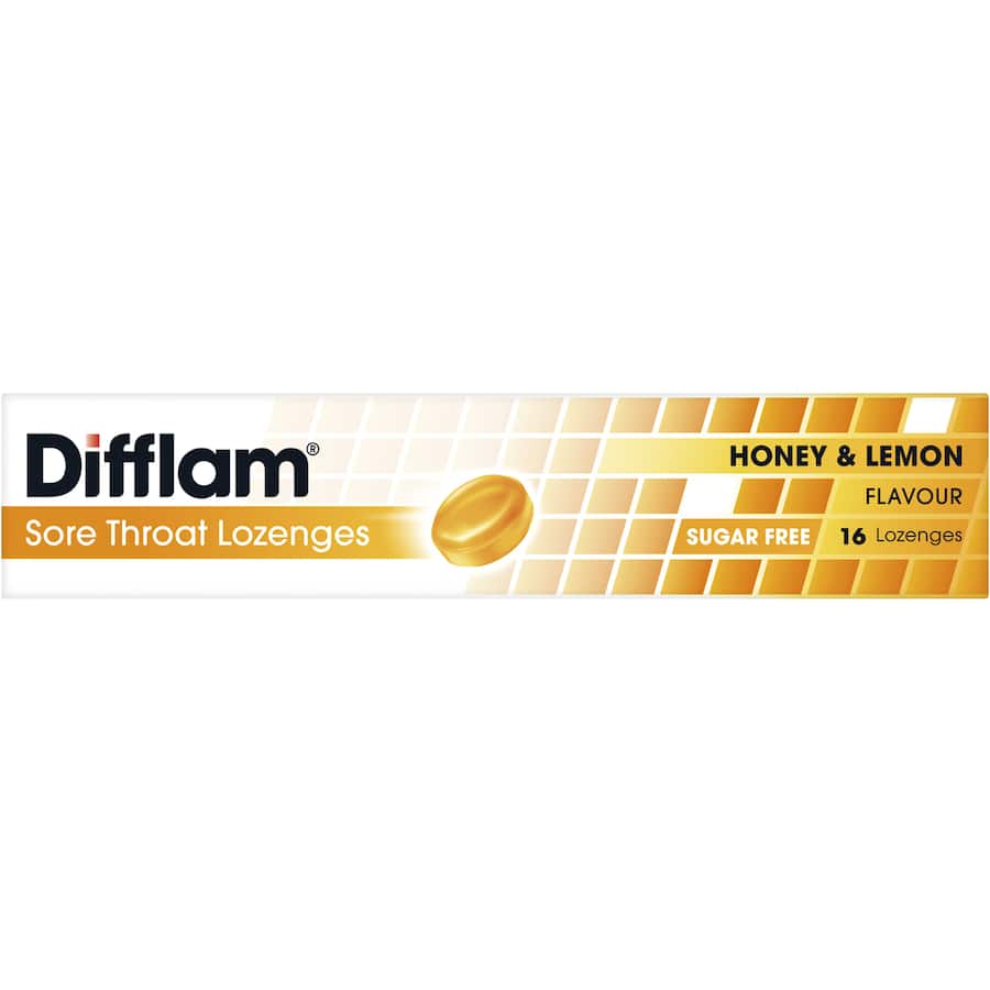 Difflam Anti-inflammatory Sore Throat Honey Lemon Lozenges 16pack