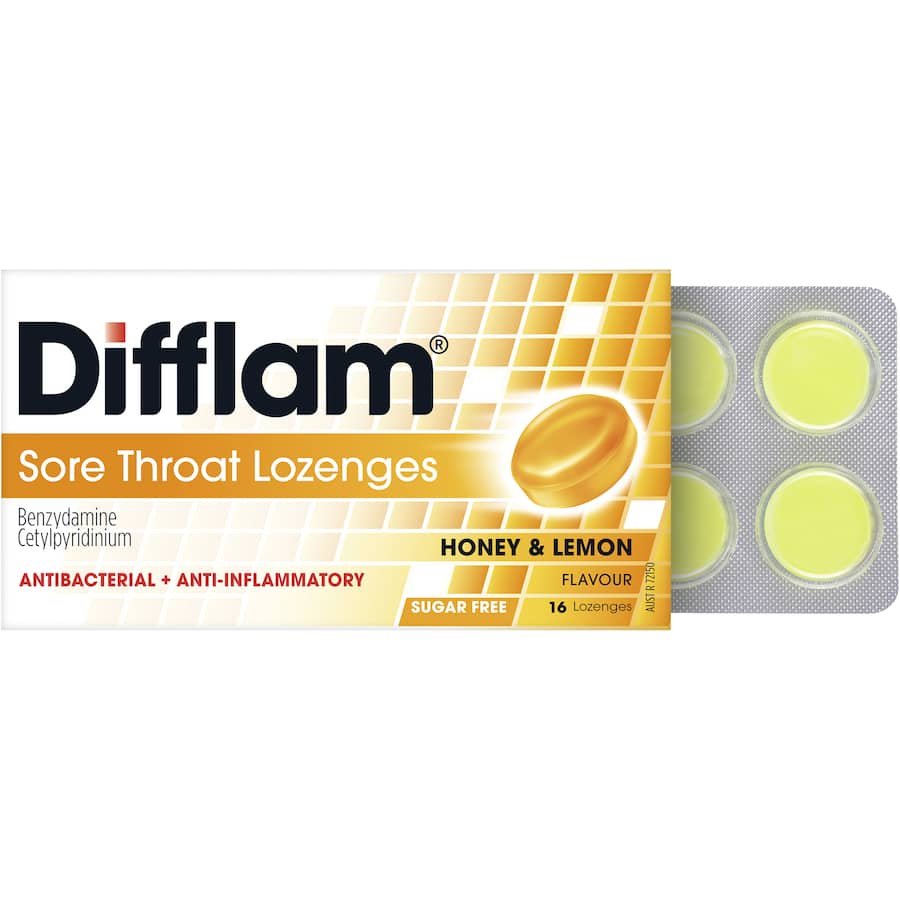 Difflam Anti-inflammatory Sore Throat Honey Lemon Lozenges 16pack