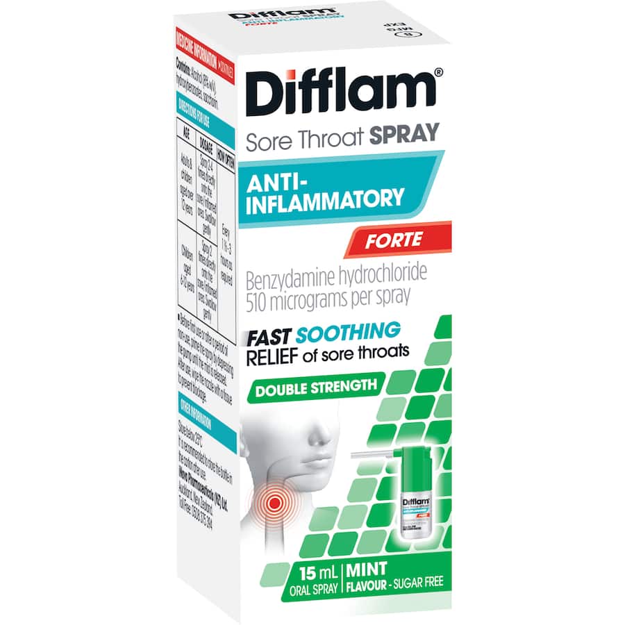 Difflam Forte Sore Throat Anti-inflammatory Mint Spray 15mL