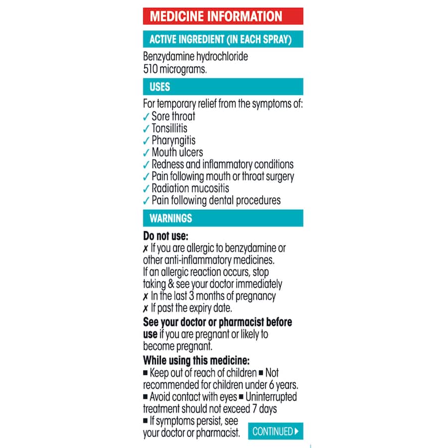 Difflam Forte Sore Throat Anti-inflammatory Mint Spray 15mL