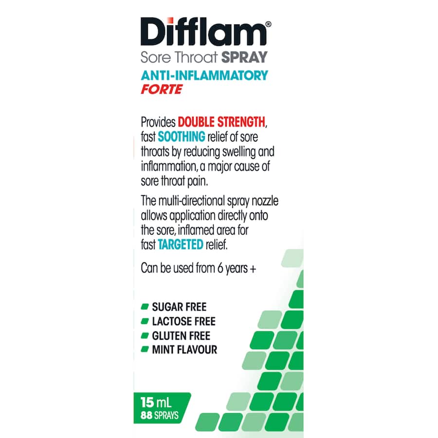 Difflam Forte Sore Throat Anti-inflammatory Mint Spray 15mL