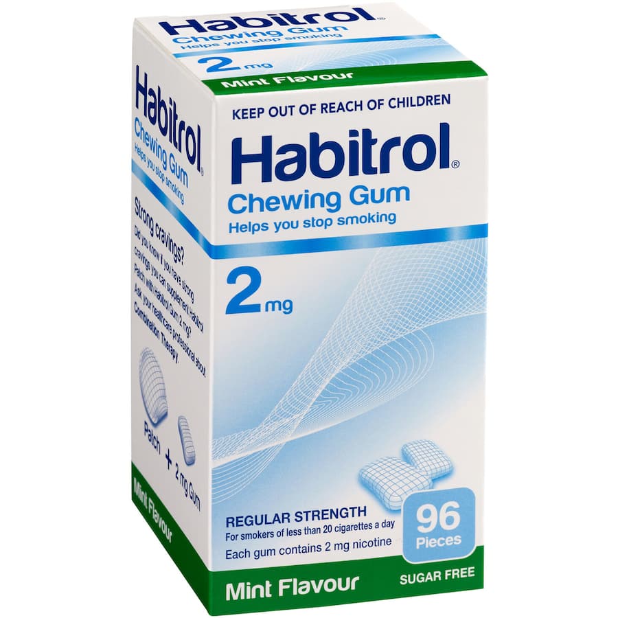 Habitrol Quit Smoking Product Mint Flavour Gum 2mg 96 peLLets